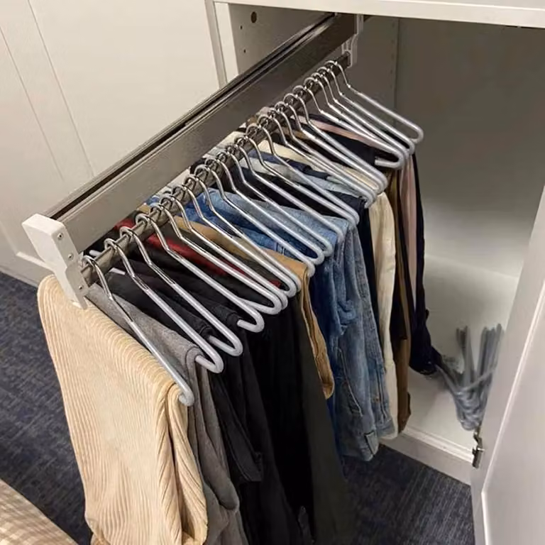 Uittrekbare kledingstang chroom 35 cm voor in de slaapkamer, keuken of badkamer