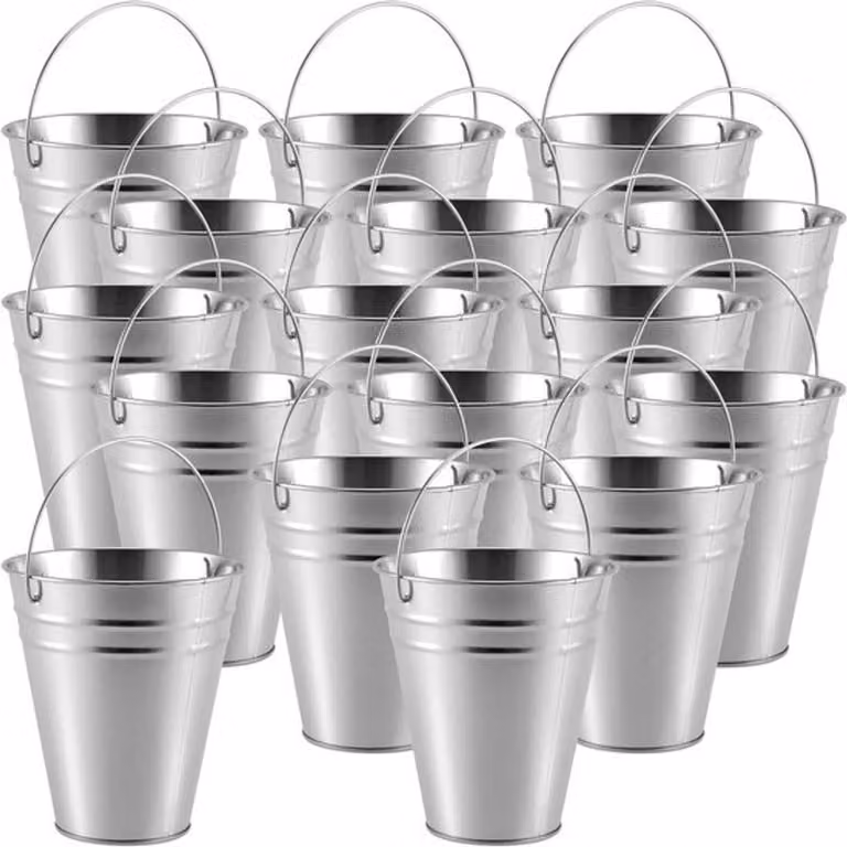 16 Stuks Kleine Verzinkte Metalen Emmers voor Bloemen en Decoratie
