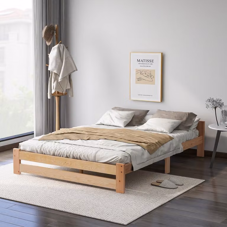SONNENH Massief houten futonbed voor volwassenen, Natuur, B/D/H: 140 x 200 cm