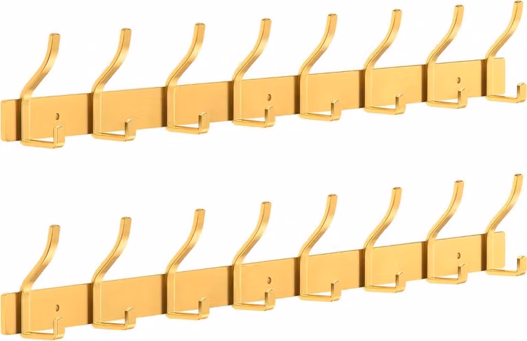 Goudkleurige wandkapstokhaken van roestvrij staal, 59 cm