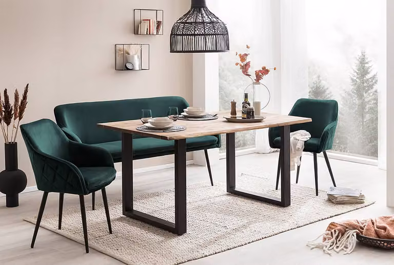 home24 Keukenbank Faem Groen, B: 160 cm, D: 85 cm, H: 61 cm