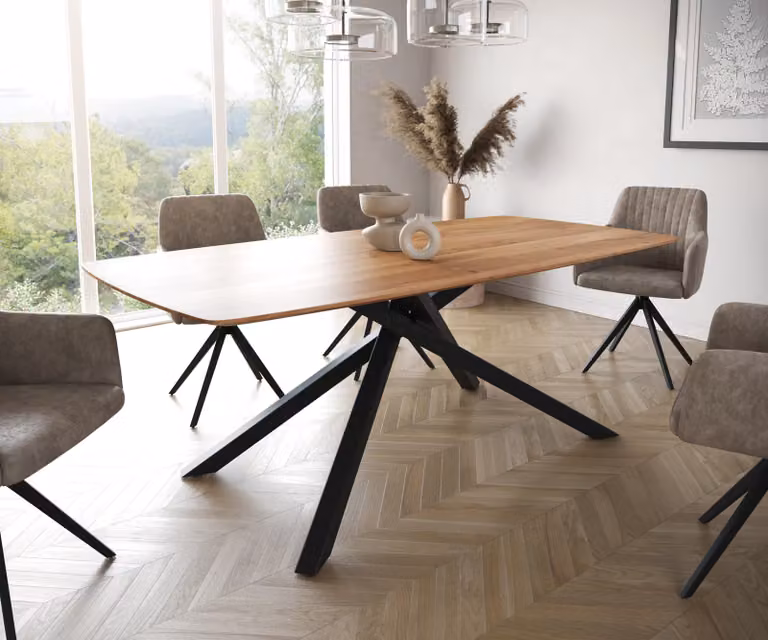 DELIFE Eettafel Edge Boot Acacia Natuur met Zwart Kruisframe, 200 x 100 cm