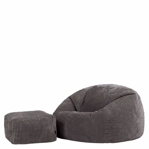 icon Kingston Corduroy Zitzak XXL met Hocker en Vulling, Grijs