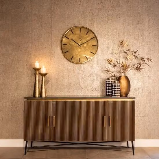 Richmond Interiors Alford Analoge Wandklok - Goud - Rond - Metaal - Diameter: 61 cm