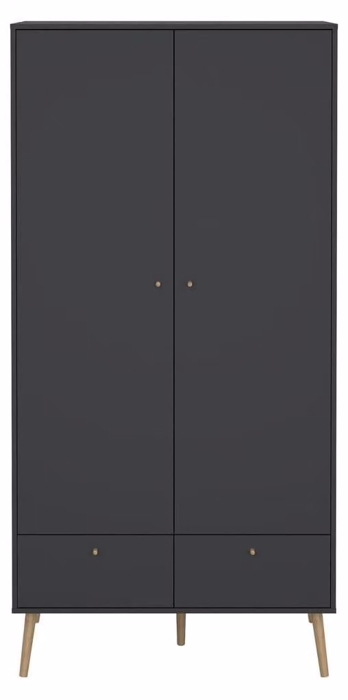 CaliCosy Kleerkast TARP met 2 deuren en 2 lades en houten poten, Hoogte: 200,1 cm