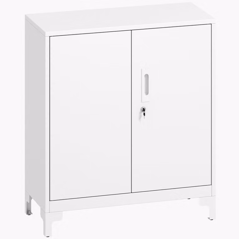 HOMCOM Metalen Archiefkast met afsluitbare deuren en 2-niveau ontwerp, Wit