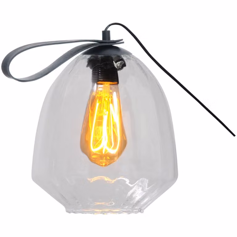 Masterlight Porto Carry Tafellamp met transparant glas en zwart metaal B/D/H: 20 x 40 x 20 cm