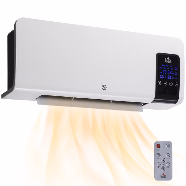 HOMCOM Elektrische Heater met Oscillatiefunctie, Timer en LED-display, Wit