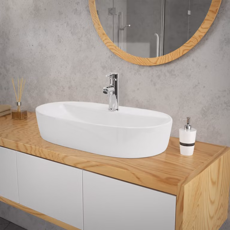 LuxeBath opzetwastafel ovaal glanzend wit keramiek B/D/H: 60 x 40 x 12 cm
