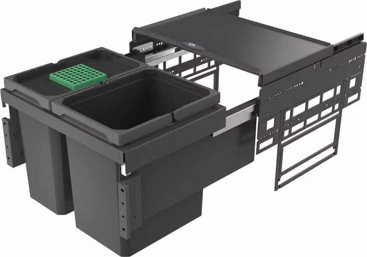 Naber 8013401 Vuilnisbak COX BASE 360 K/500-2 met biologisch afbreekbare deksel, 27,5 liter, antraciet, Hoogte: 36 cm