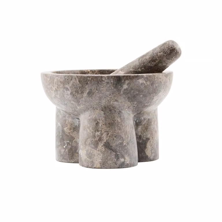 House Doctor Kulti vijzel met stamper van marmer in grijsbruin