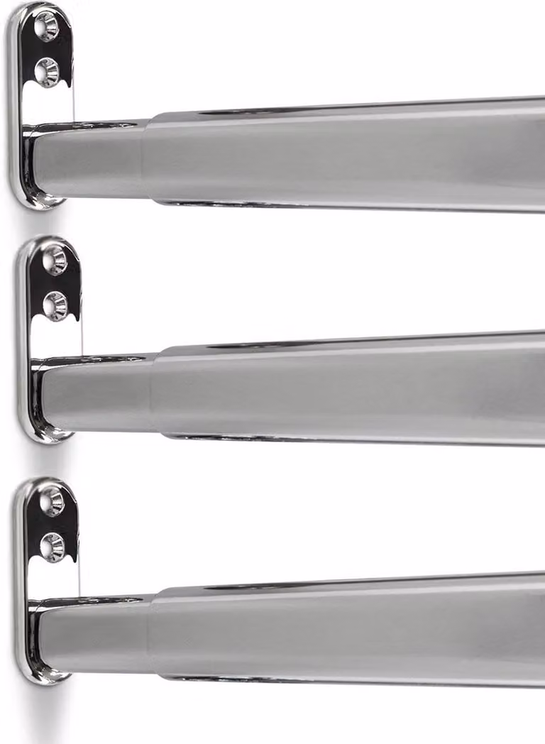 Set van 3 Verstelbare Ovale Kledingroedes Chroom Ø 40-60 cm inclusief Beugels