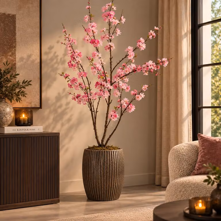 Countryfield Kunstplant Prunus M in het roze, B: 50 cm, D: 50 cm, H: 185 cm