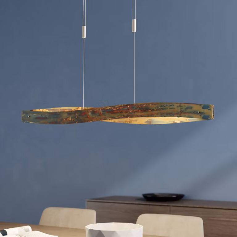 Lucande Quitani Hanglamp - Bruin/Goud/Messing - Aluminium - Dimbaar en Hoogteverstelbaar