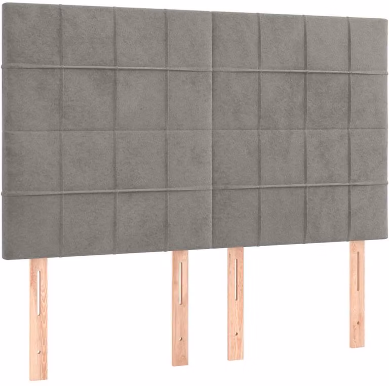 vidaXL Hoofdbord in lichtgrijs fluweel - B: 144 cm, D: 5 cm, H: 118/128 cm