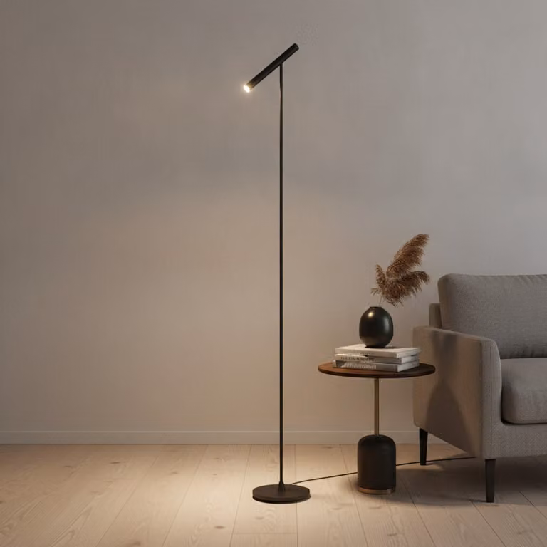 Artdelight Kansas Design Vloerlamp zwart met touch dimmer en led, Hoogte: 140 cm
