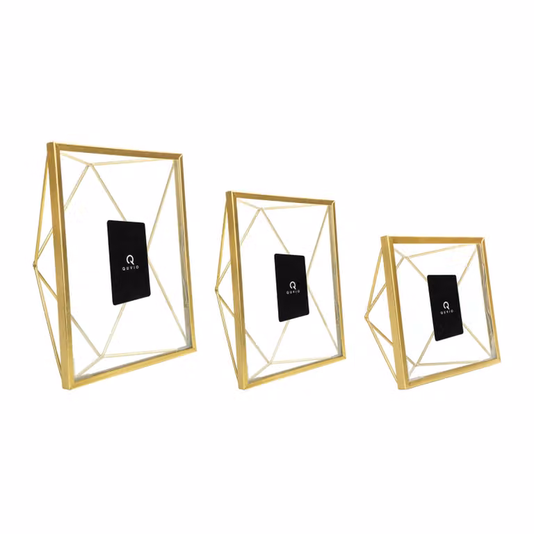 QUVIO Fotolijstjes Hexagon Set van 3 Goud