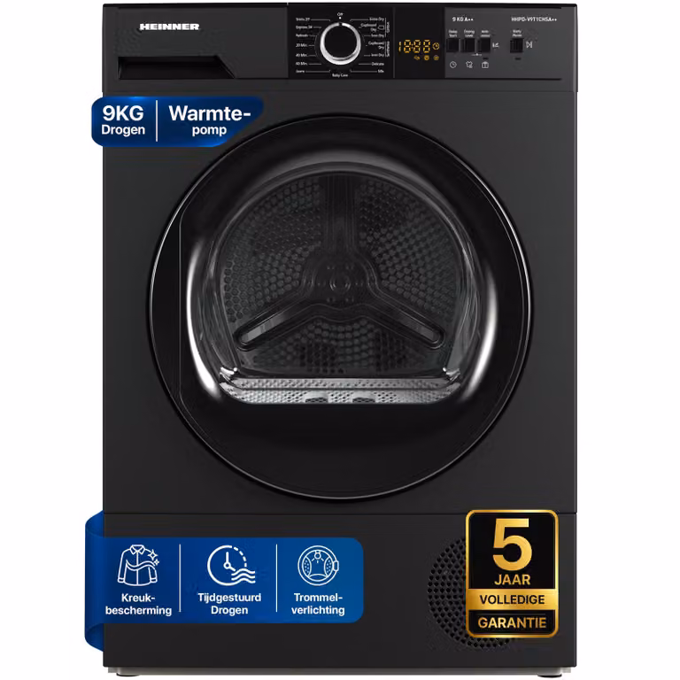 Heinner HHPD-V9T1CHSA Vrijstaande Warmtepompdroger, 9 kg, Zilver