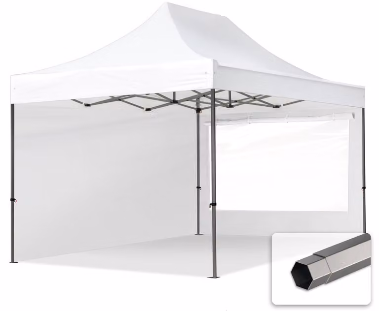 Easy Up Premium Vouwpaviljoen Partytent met Panorama Zijwanden, Wit, 3 x 4,5 m