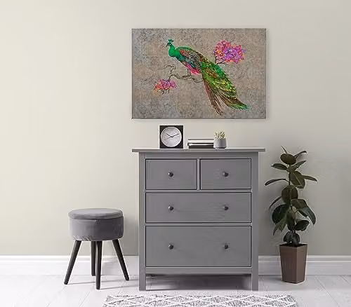 A.S. Création Canvas afbeelding pauwendieren groen beige multicolor B: 90 cm, H: 60 cm
