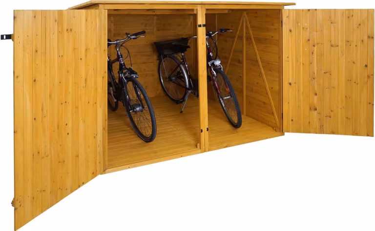 Mendler Universal Box Fietsenstallingsgarage voor 2 fietsen, model HWC-H60, Bruin, B/D/H: 200 x 151 x 200 cm