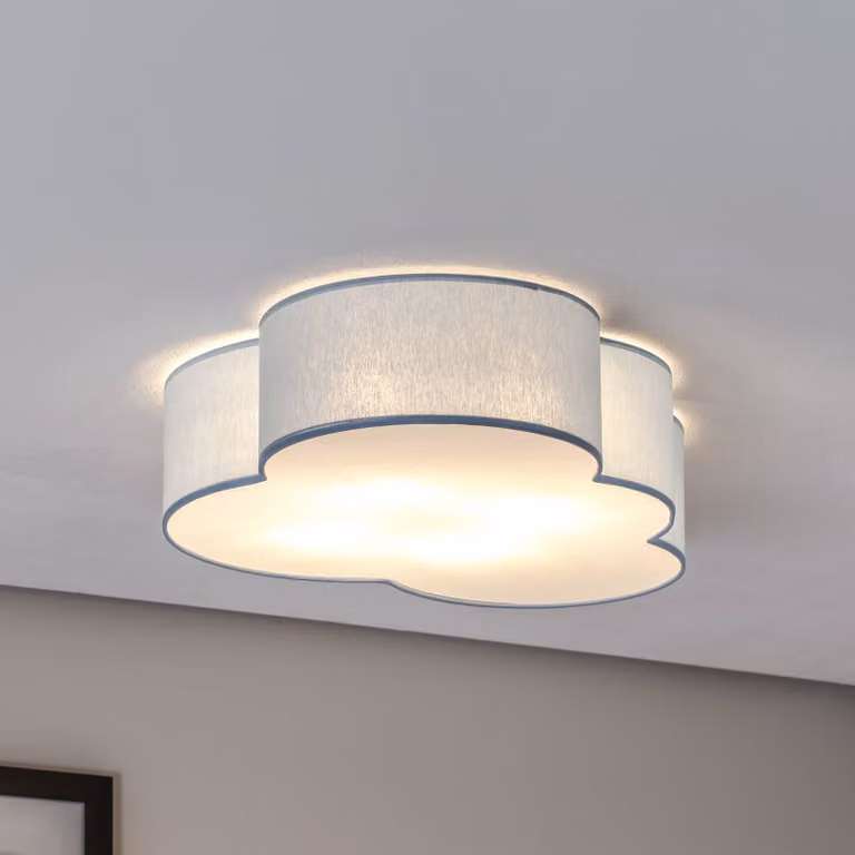 TK Lighting Plafondlamp Cloud, blauw, dimbaar, voor kinderkamer