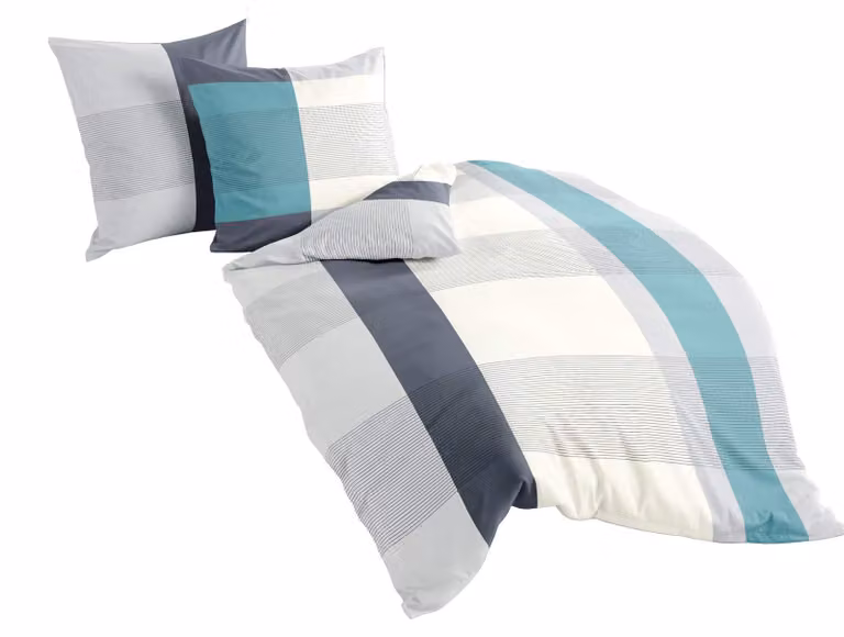 Bierbaum Satin Basic beddengoed oceaan, 155 x 220 cm en 80 x 80 cm