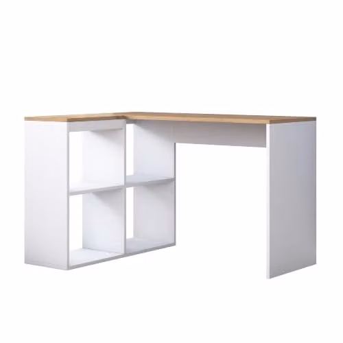 Calicosy Hoekbureau Cassie in eiken en wit, Breedte: 120 cm