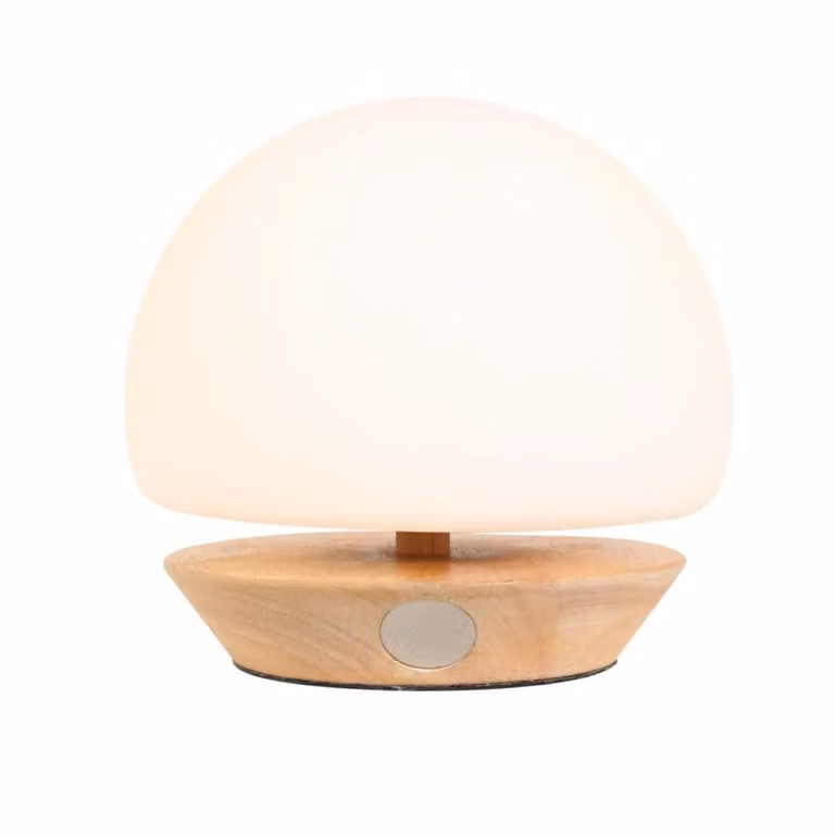 Steinhauer Ancilla LED tafellamp met houten details en glas in wit en bruin