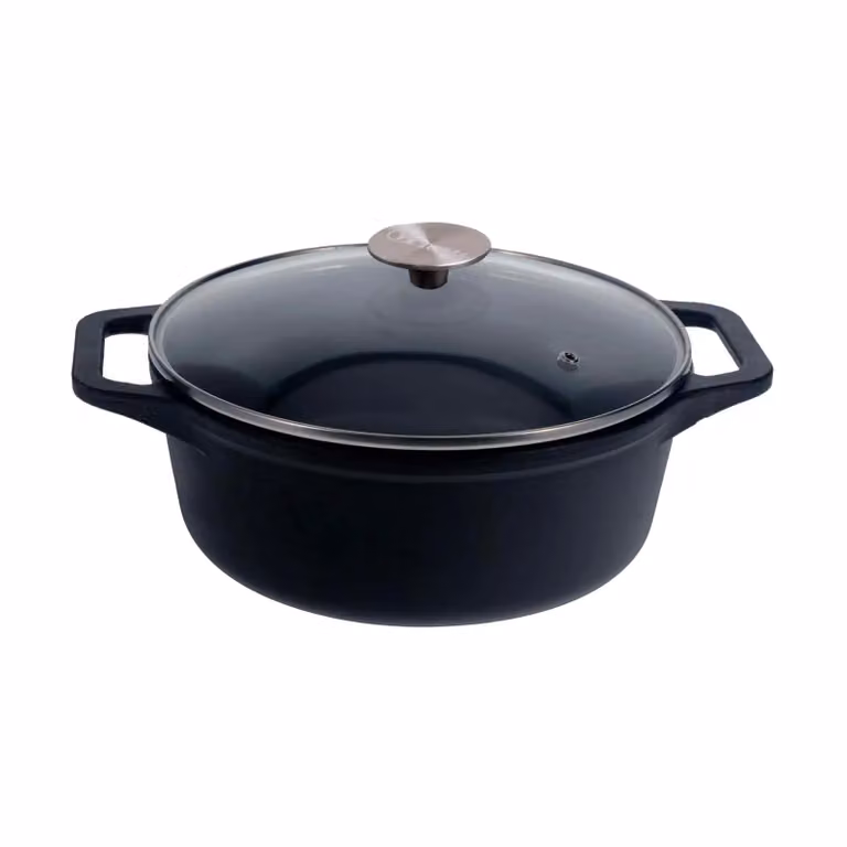 Victoria gietijzeren braadpan met glazen deksel, pre-seasoned, 3,8 l