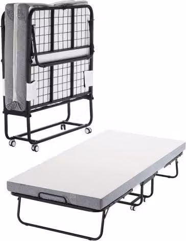 VEVOR Rollaway Bed met traagschuimmatras, opvouwbaar metalen eenpersoonsbed voor volwassenen, Wit, B/D: 190 x 98 cm