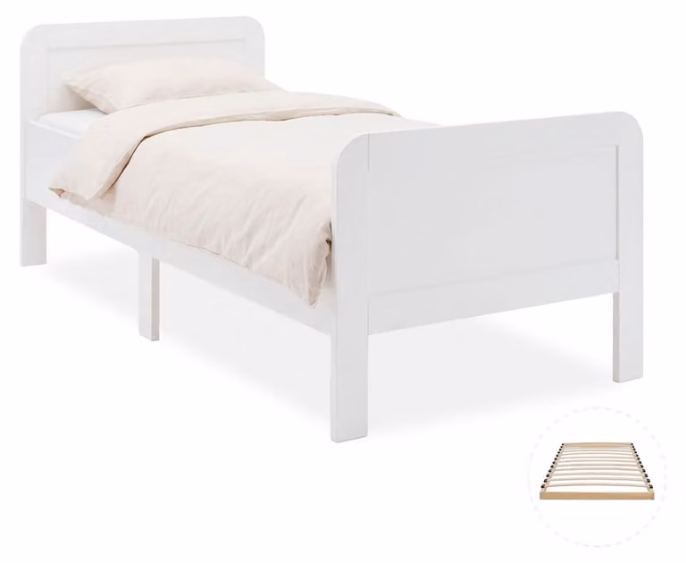 Homestyle4u Comfortbed Seniorenbed met Lattenbodem, In Hoogte Verstelbaar, Hout, Wit, 90 x 200 cm