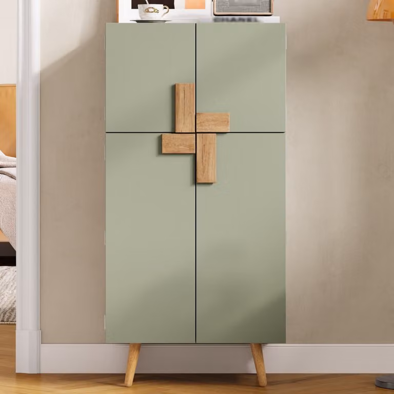 Pugsdrly Keukenkast met 4 deuren en verstelbare legplanken, Hoge voorraadkast voor keuken, woonkamer of eetkamer, B: 60 cm, D: 35 cm, H: 120 cm