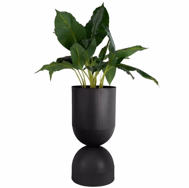 Present Time Moderne Ronde Plantenpot - Zwart - Metaal - B: 25,5 cm, H: 55 cm