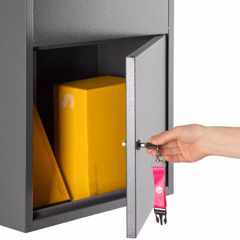 TecTake Pakketbox Fortress met veiligheidsklep - antraciet - H x B x D: 82 x 44 x 22 cm