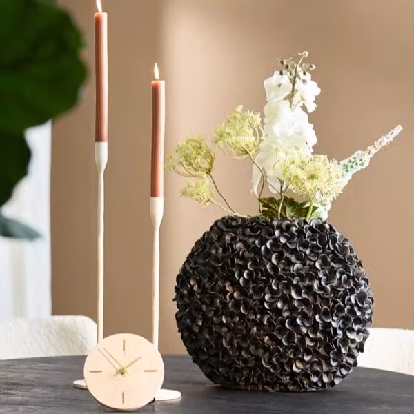 Light en Living Vaas PHYLIA mat zwart keramiek B: 44 cm, D: 20,5 cm, H: 38,5 cm