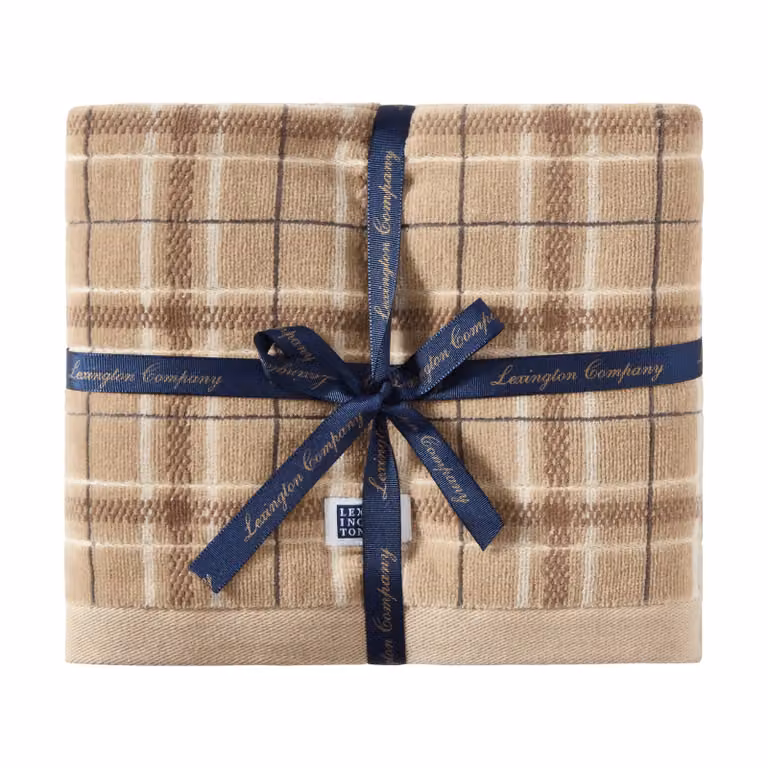 Lexington checked handdoek set van 2 Beige-grijs