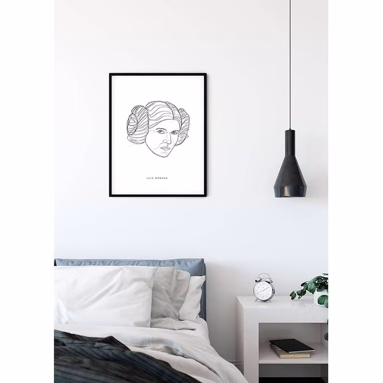 home24 Afbeelding Force Faces Leia Fotopapier met zijdeachtig mat oppervlak en hoge lichtbestendigheid, 50 x 70 cm