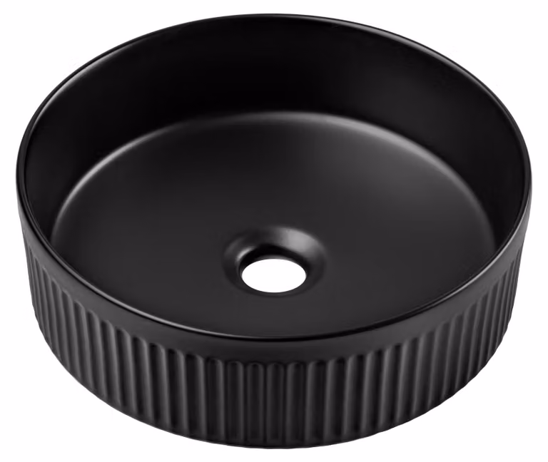 COMAD Rond Keramisch Wastafelblad in Mat Zwart, Breedte: 36 cm, Diepte: 36 cm