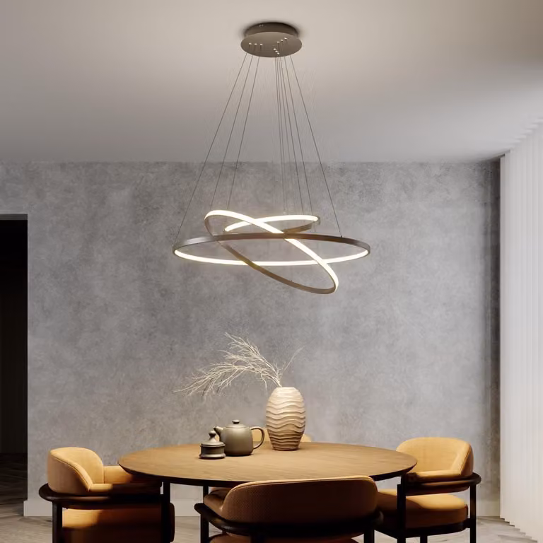 Lucande Ezana Modern Hanglamp - Zilver en Grijs - Aluminium en Metaal - Dimbaar - Inclusief LED-lichtbron