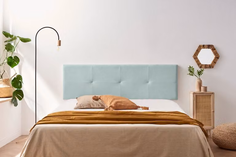 Moonia Altea Hoofdbord 90 cm - Gestoffeerd - Aqualine stof - Turkoois