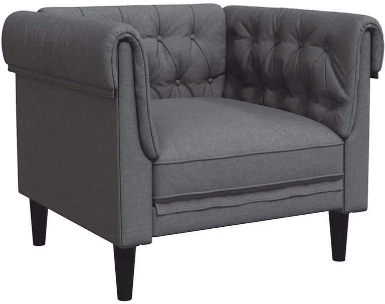 vidaXL Chesterfield-stijl Loungefauteuil - Donkergrijs - Stof