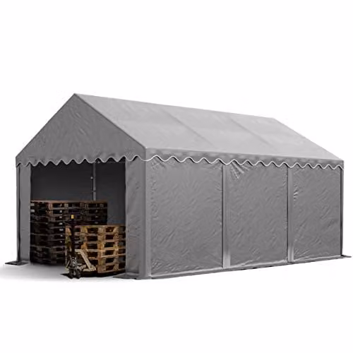TOOLPORT Opslagtent met PVC zeil, 3x6 m, waterdicht, grijs