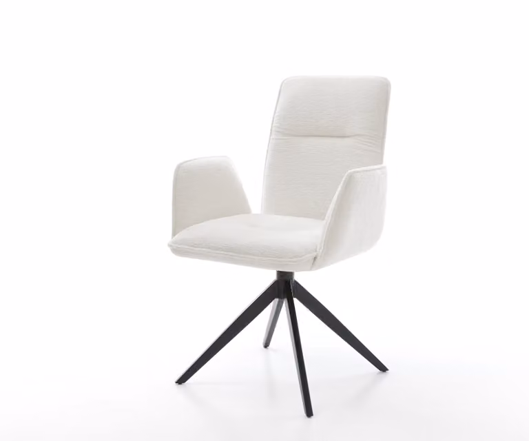 DELIFE Draaistoel Vinja-Flex beige bouclé met zwart kruisframe, 360 graden draaibaar