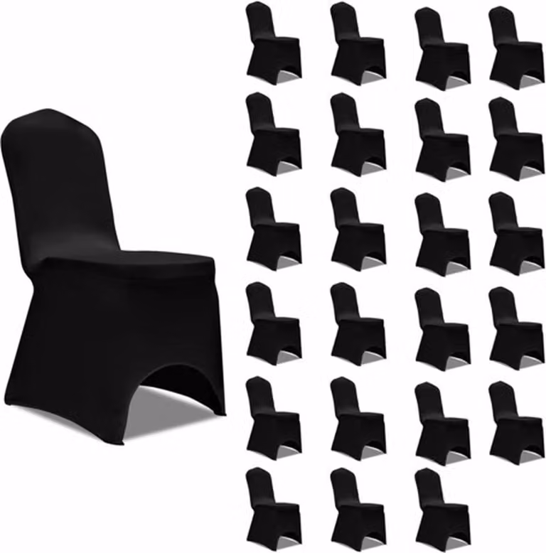 vidaXL Stoelhoezen Stretch voor Eetkamerstoelen - 24 stuks - Zwart