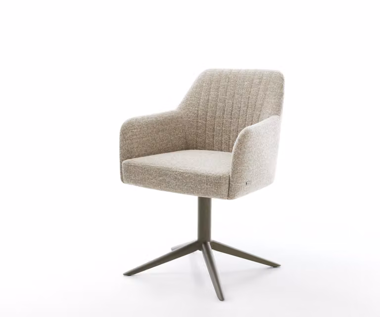 DELIFE Draaistoel Greg-Flex beige geweven stof met titanium kruispoot en 360 graden draaifunctie
