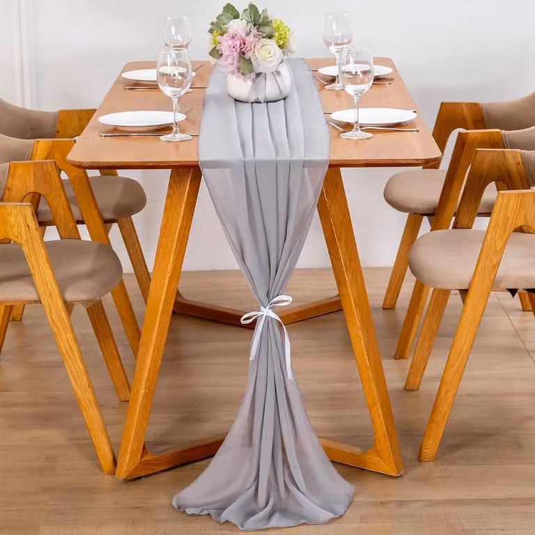 Stijlvolle Chiffon Tafelloper voor Bruiloften en Feestelijke Gelegenheden, Breedte: 70 cm, Lengte: 600 cm