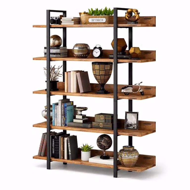 House of Balance Boekenkast Industrieel - 5 Laags - Bruin Hout en IJzer - B/D/H: 105 x 33 x 180 cm