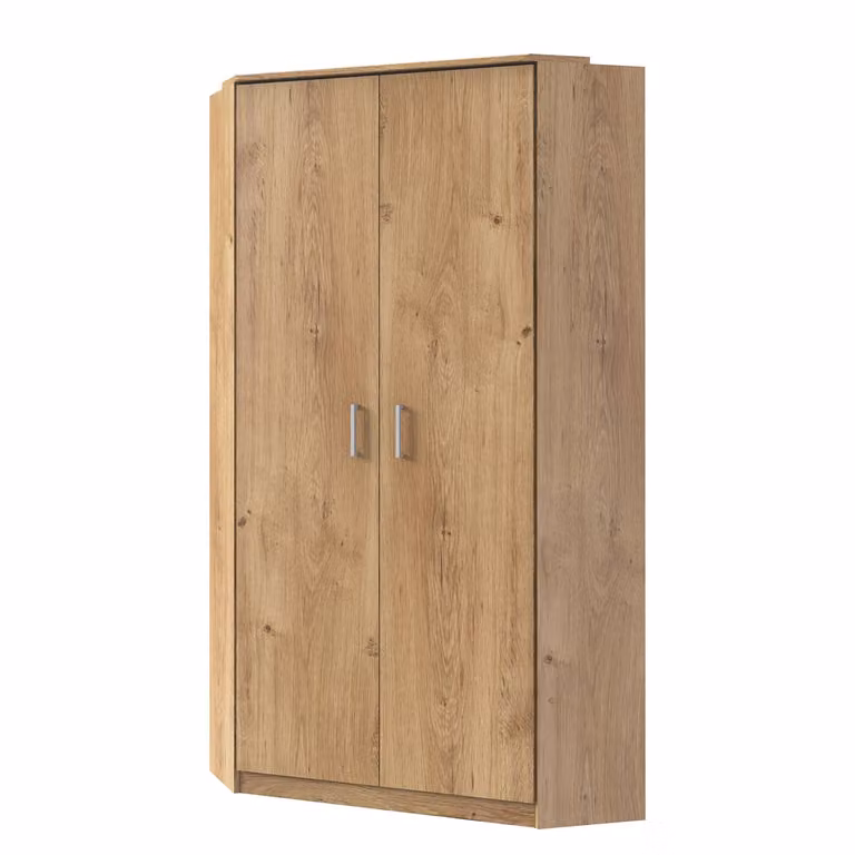 home24 Hoekkast Clack, Bruin met eikenhouten planken-look, B/D/H: 95 x 95 x 199 cm
