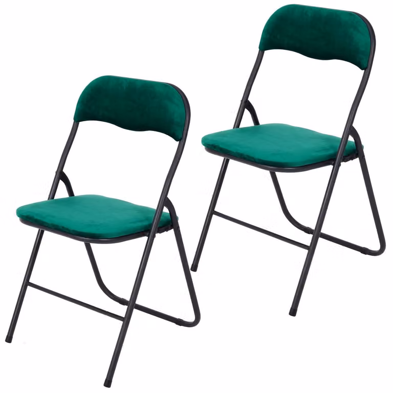 Dripio Set van 2 Klapstoelen Fluweel Groen B/D/H: 43 x 47 x 80 cm